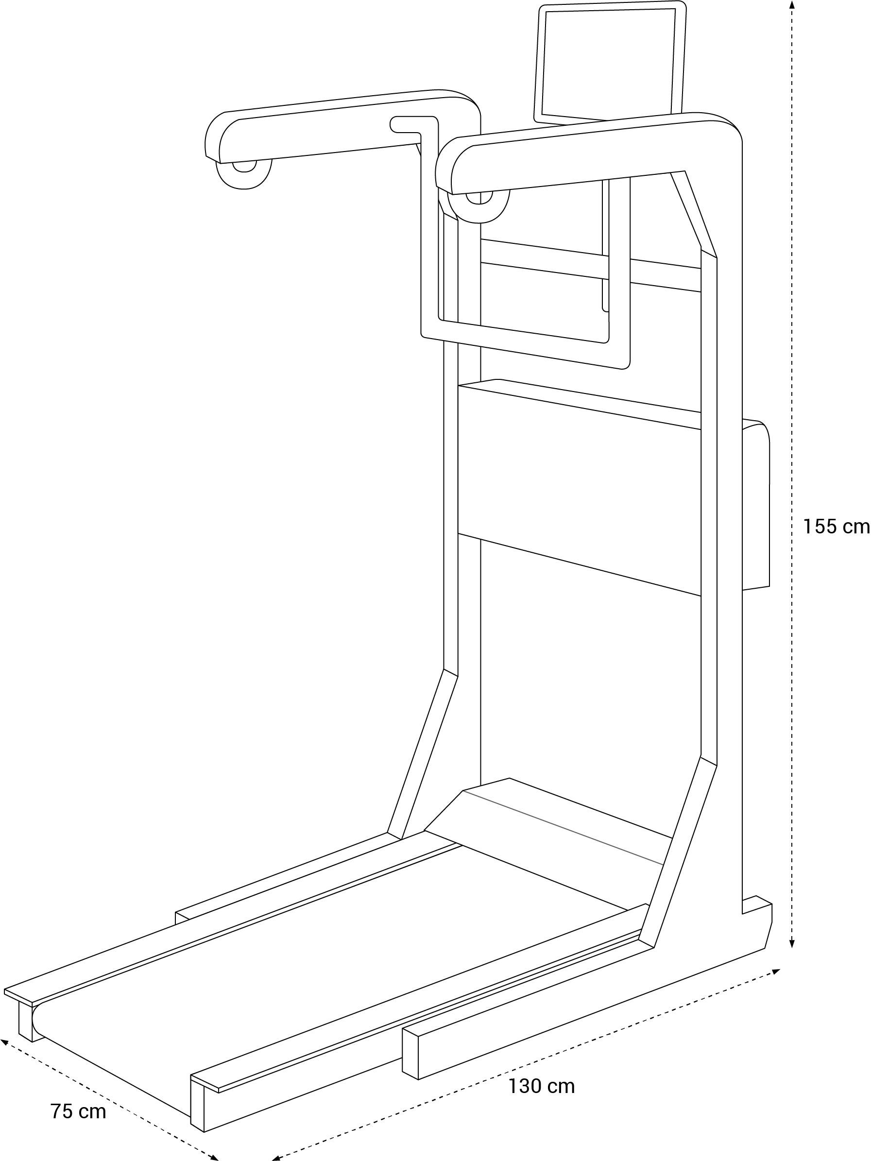 Dimensions of Ema treadmill